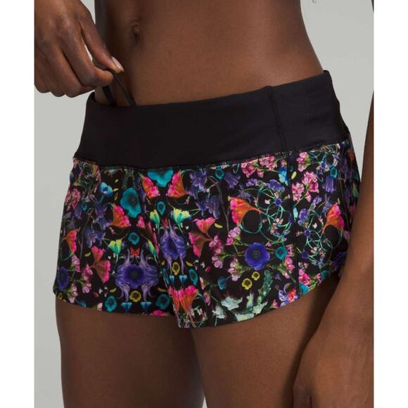 Lululemon Shorts Women 2 Speed Up Low Rise Lined 2.5 Floral Athletic Gym Running - Picture 1 of 15